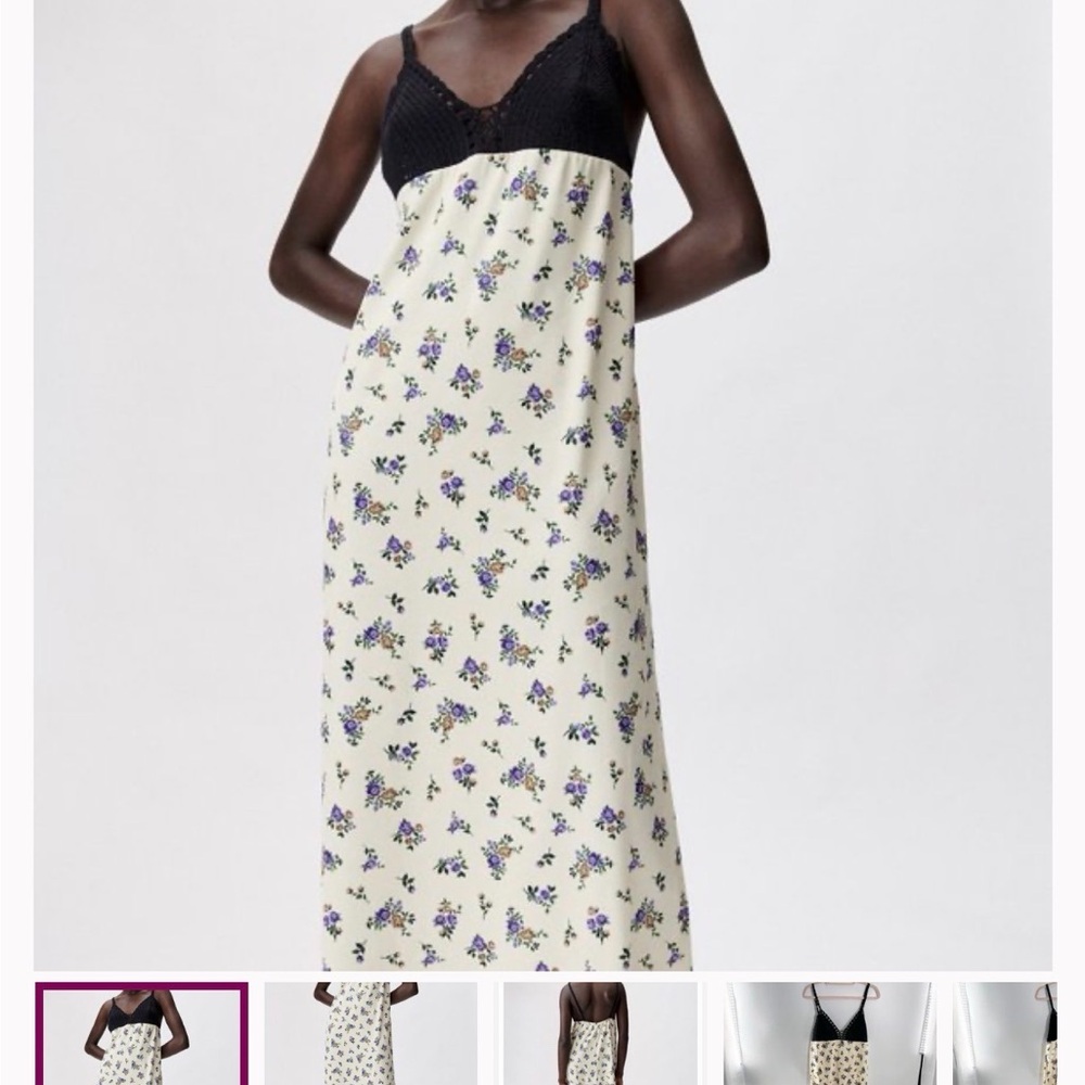 Zara Cream Floral Chemise with Black Lace